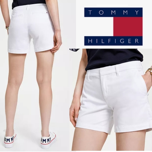 Tommy Hilfiger Pants - Tommy Hilfiger | White Cotton Flex 5-Inch Hollywood Shorts